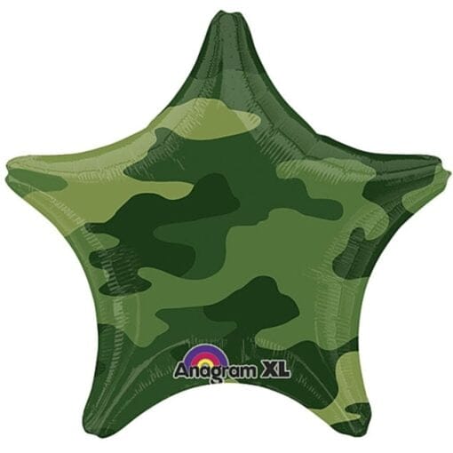 18&Quot; Str Green Camouflage Foil Balloon