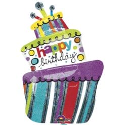 37" SHP Funky Birthday Cake Jumbo Foil
