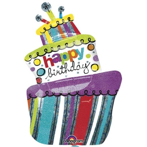 37&Quot; Shp Funky Birthday Cake Jumbo Foil