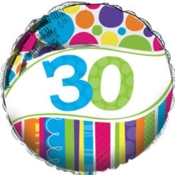 18" RND 30th Bright & Bold Foil Balloon