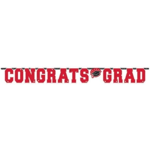 Congrats Grad Letter Banner Red 10Ft