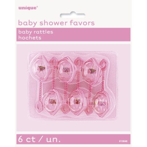 Baby Rattle Favors Pink 2.5&Quot; 6Ct