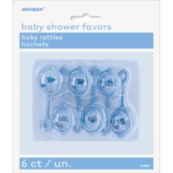Baby Rattle 2.5" Blue Favors 6CT