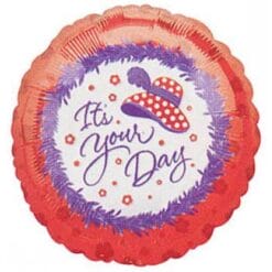 18" RND Red Hat It's Your Day Foil BLN