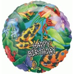 18" RND Birthday Frogs & Lizards Balloon