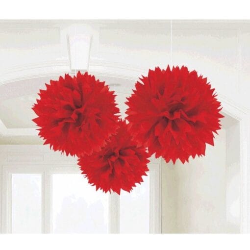 Fluffy Red Decor 16&Quot; 3Ct