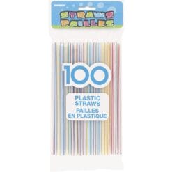 Straws Plastic (Striped) 100CT