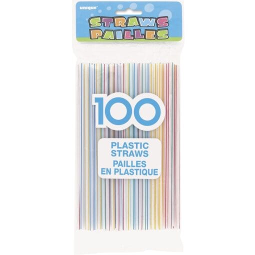 Straws Plastic (Striped) 100Ct