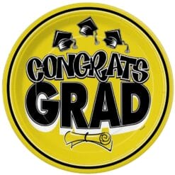 Yellow Congrats Grad Plates 9" 20CT