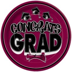 Burgundy Congrats Grad Plates 9" 20CT
