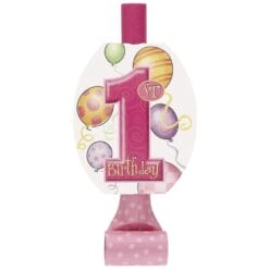 1st Birthday Pink Blowouts 8CT