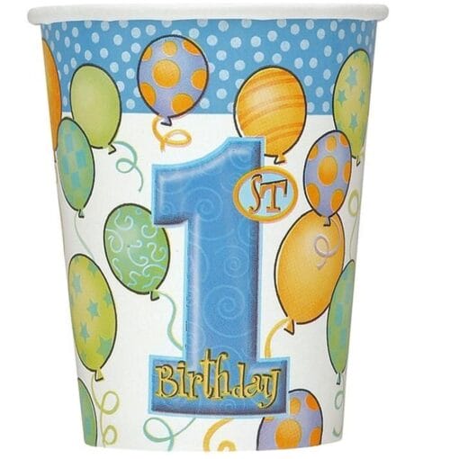 First Birthday Blue Cups Ht/Cold 9Oz 8Ct