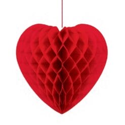 Honeycomb Heart Red Tissue Decor