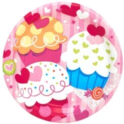 Cupcake Hearts Plate Paper 7" 8CT