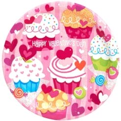 Cupcake Hearts Plate Paper 9" 8CT