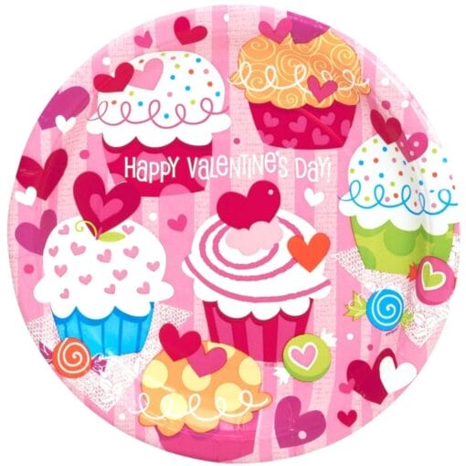 Cupcake Hearts Plate Paper 9&Quot; 8Ct