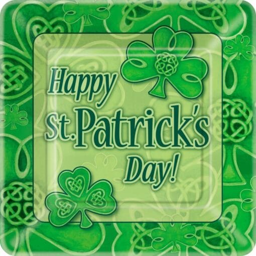 St Pats Clover Plates Sqr 9&Quot; 8Ct