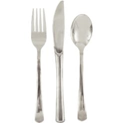 Cutlery Metallic Silver Plastic 18CT