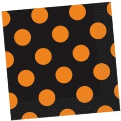 Black w/Orange Dots Napkins Bvg 16CT