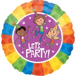 18" RND Let's Party Characters Foil BLN