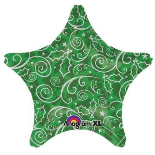 18&Quot; Str Holiday Green Pattern Foil Bln