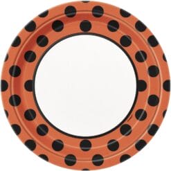 Orange w/Black Dots Plates 9" 8CT