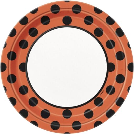 Orange W/Black Dots Plates 9&Quot; 8Ct