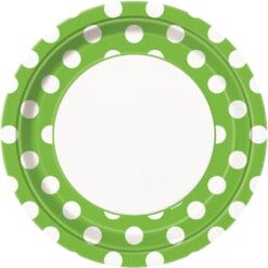 Lime Green Dots Plates Round 9" 8CT