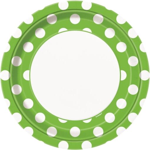 Lime Green Dots Plates Round 9&Quot; 8Ct