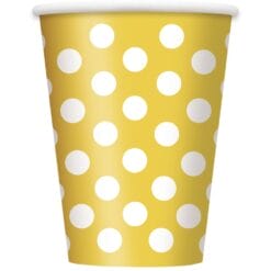 Snflr Yellow Dots Cups Hot/Cold 12oz 6CT