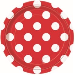 Ruby Red Dots Plates Round 7" 8CT