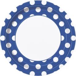 Royal Blue Dots Plates 9" 8CT