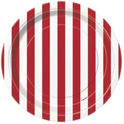 Red Stripe Plates 7" 8CT