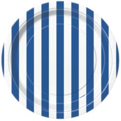 Royal Blue Stripe Plates 7" 8CT