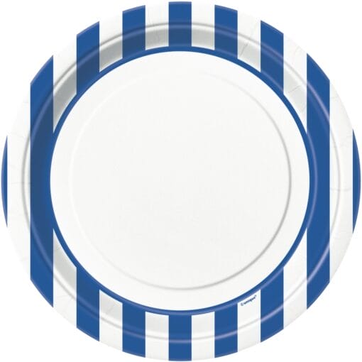 Royal Blue Stripe Plates 9&Quot; 8Ct