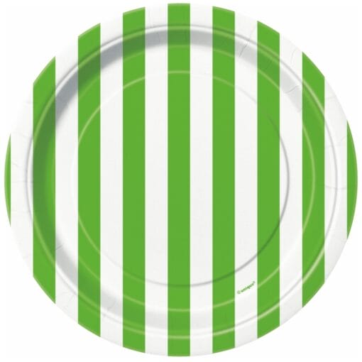 Lime Green Stripe Plates 7&Quot; 8Ct