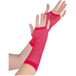 Gloves Fishnet Long Red
