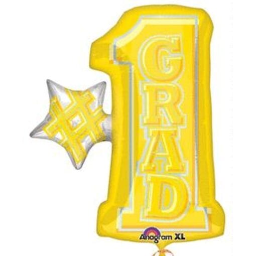 28&Quot; Shp #1 Grad Yellow Foil Balloon