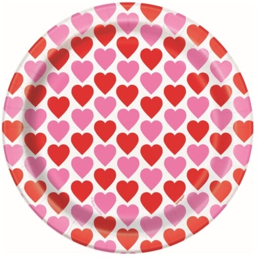 Valentine Hearts Plates 7&Quot; 8Ct