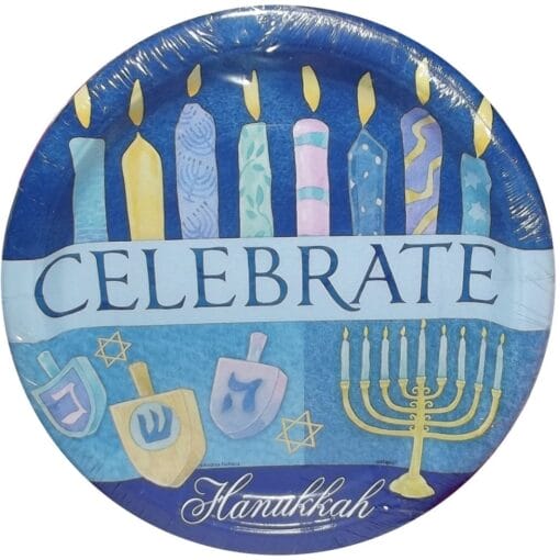 Hanukkah Celebrate Plates 9&Quot; 8Ct