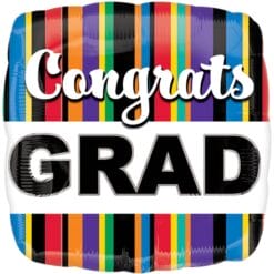 18" SQR Congrats Grad Stripes Foil BLN