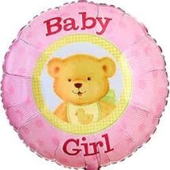 18" RND Baby Girl Bear Foil BLN