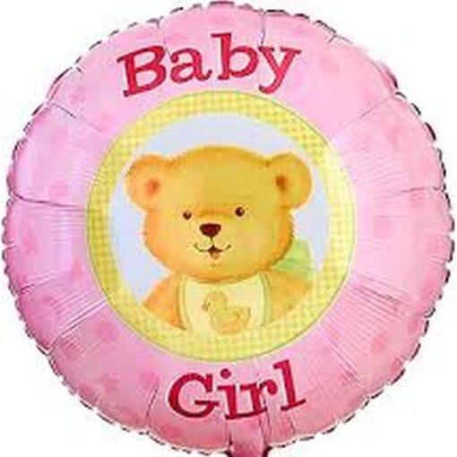 18&Quot; Rnd Baby Girl Bear Foil Bln