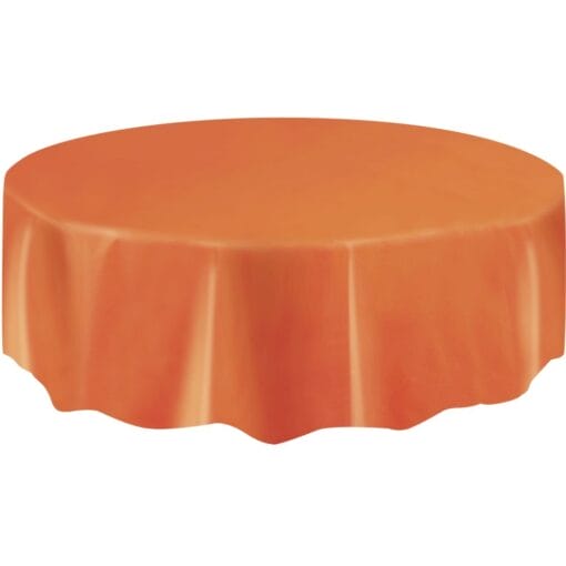 Orange Tablecover Plastic Round 84&Quot;