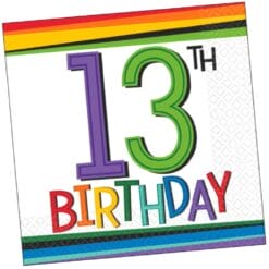 13th Birthday Rainbow Napkins BVG 16CT