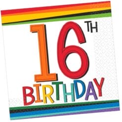 16th Birthday Rainbow Napkins BVG 16CT