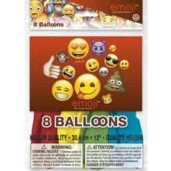 12" Emoji LTX Balloons Printed 2S 8CT