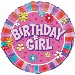 18" RND Birthday Girl Foil BLN