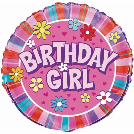 18&Quot; Rnd Birthday Girl Foil Bln