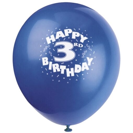 12&Quot; 3Rd Birthday Ltx Balloon 2S Astd 6Ct